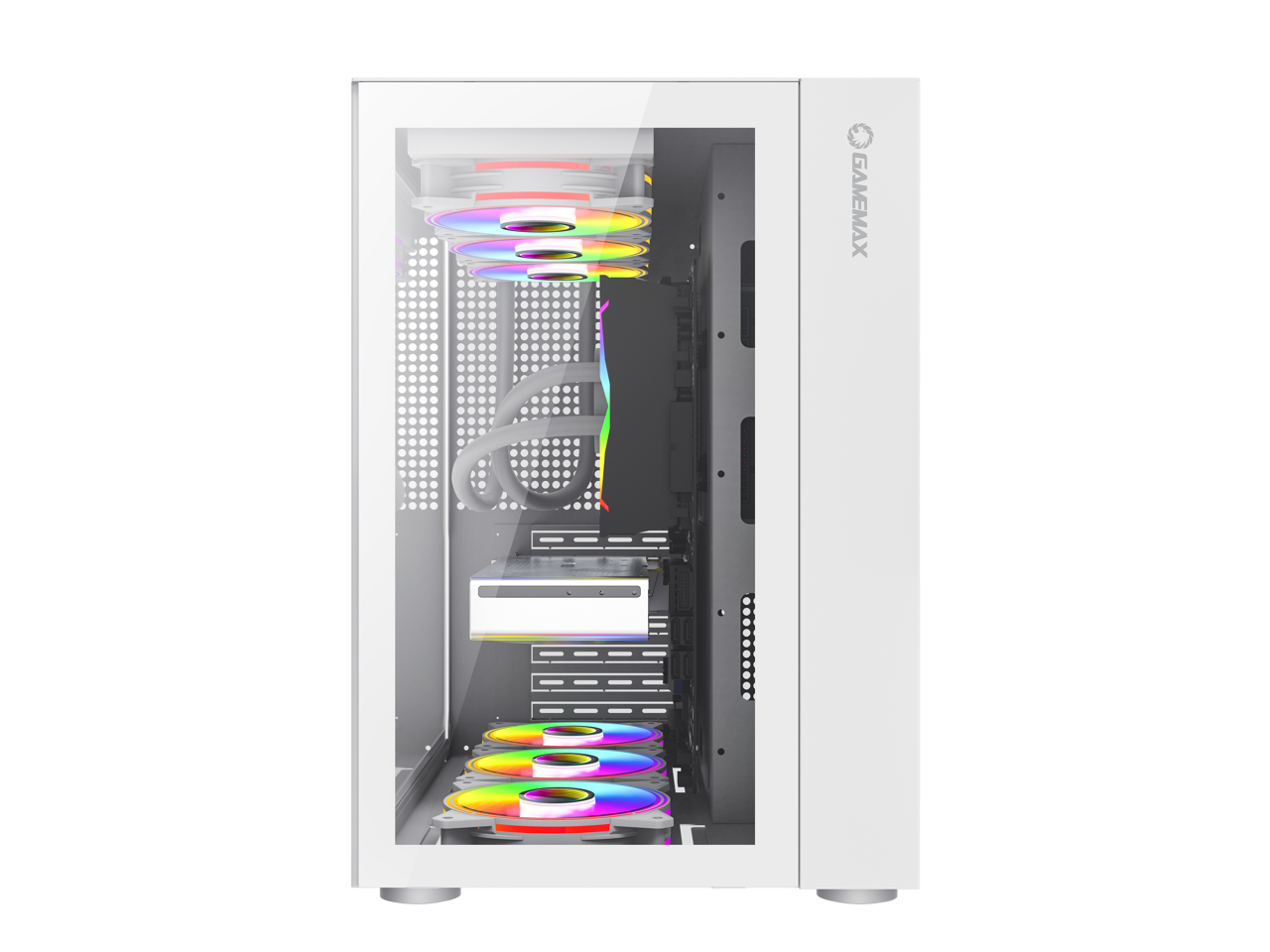 Gamemax Infinity White USB3.0 /Type C Tempered Glass ATX Mid Tower Gaming Computer Case w/ DualTempered Glass Panels  (Fans Not Included) 2