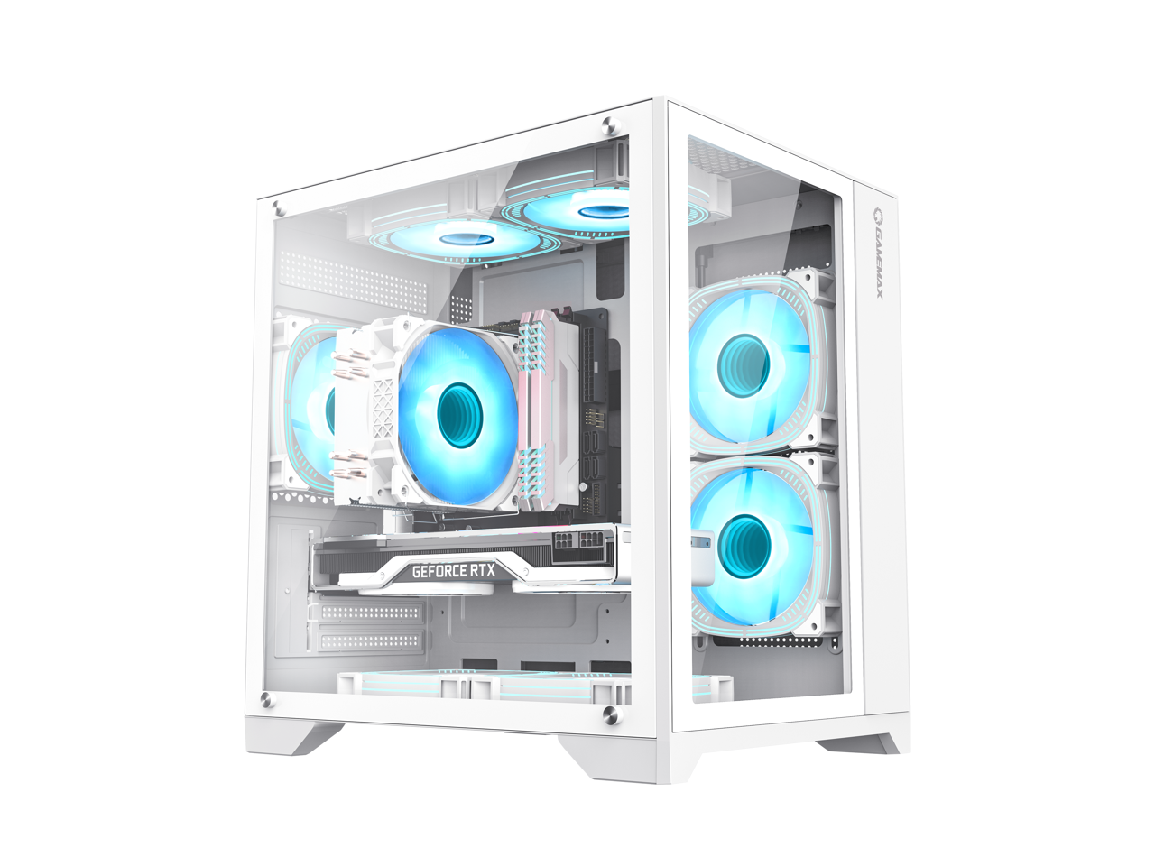 GAMEMAX INFINITY MINI White Tempered Glass USB3.0 PC Case-Supports Flex-ATX/Mini-ITX - Fans Not Included 1