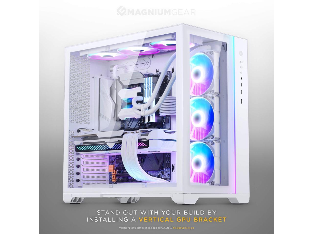 MagniumGear NEO Qube 2, Dual Chamber ATX Mid-tower, Digital-RGB Lighting, Front I/O USB Type C, Tempered Glass Panels, White 2