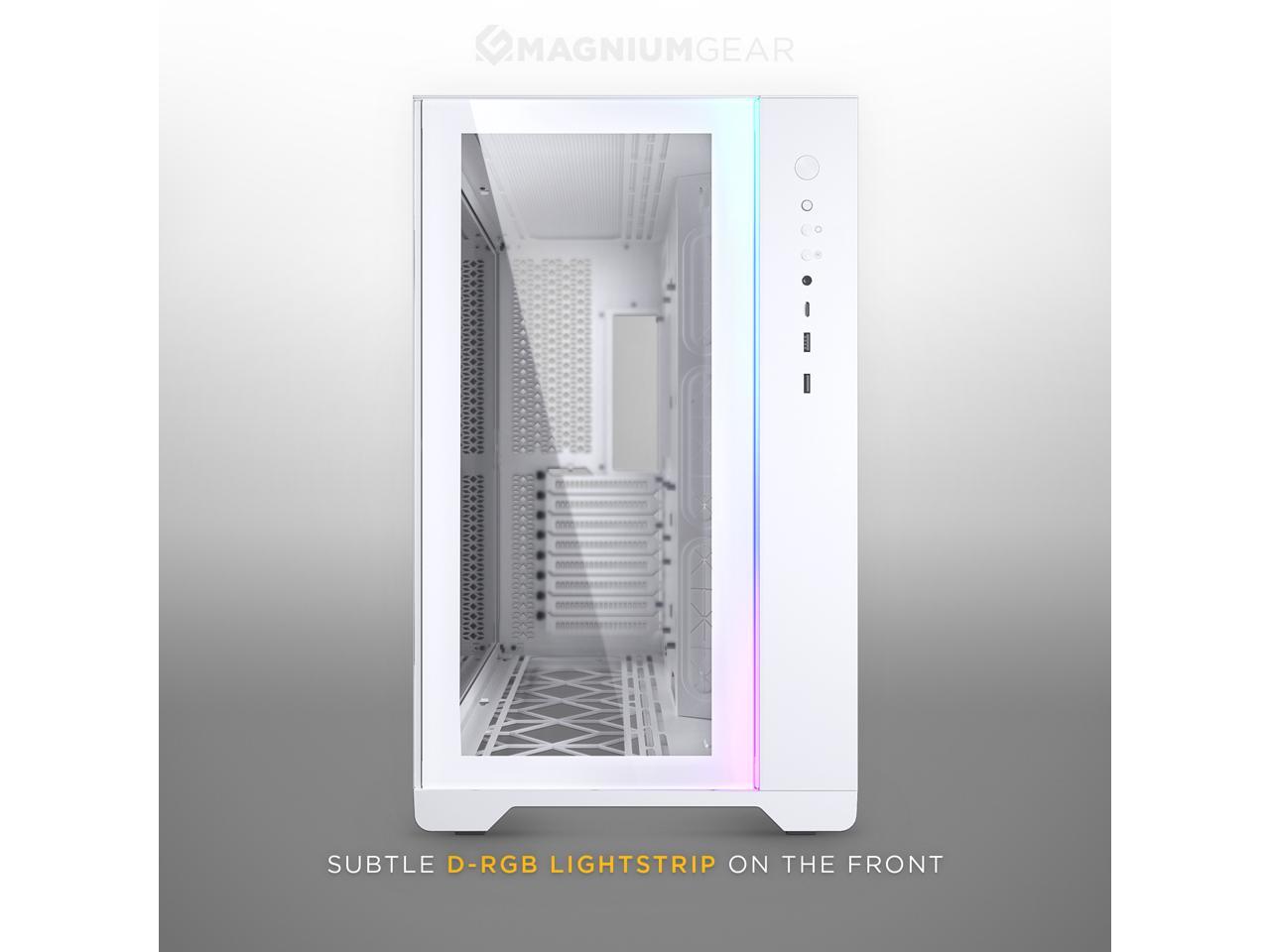 MagniumGear NEO Qube 2, Dual Chamber ATX Mid-tower, Digital-RGB Lighting, Front I/O USB Type C, Tempered Glass Panels, White 3