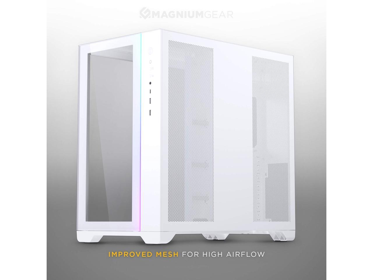 MagniumGear NEO Qube 2, Dual Chamber ATX Mid-tower, Digital-RGB Lighting, Front I/O USB Type C, Tempered Glass Panels, White 4