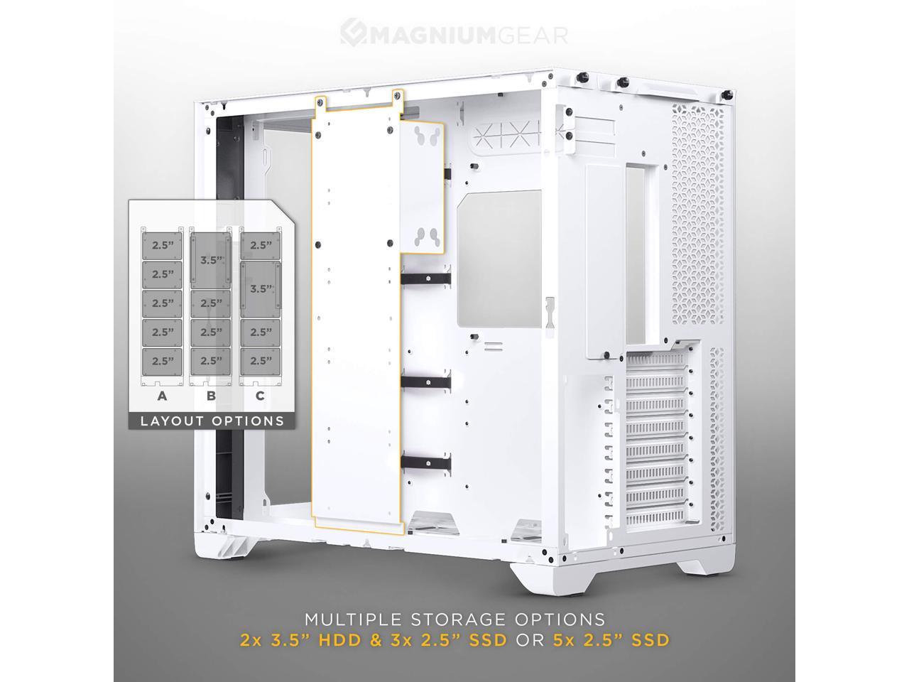 MagniumGear NEO Qube 2, Dual Chamber ATX Mid-tower, Digital-RGB Lighting, Front I/O USB Type C, Tempered Glass Panels, White 5