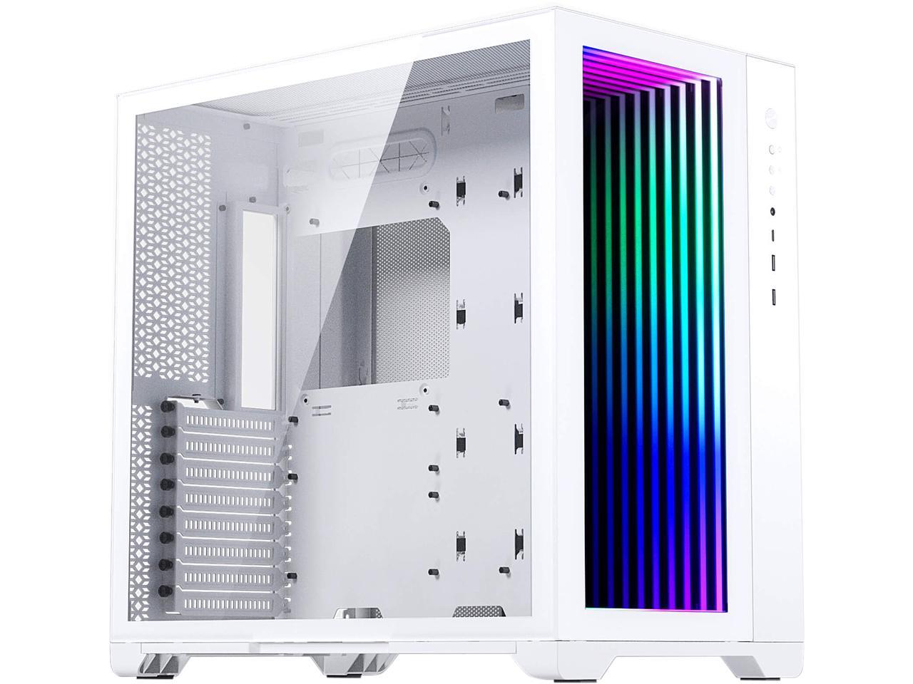 MagniumGear NEO Qube 2 IM, Dual Chamber ATX Mid-tower, Digital-RGB Infinity Mirror Front Panel, Front I/O USB Type C, Tempered Glass Panels, White 1