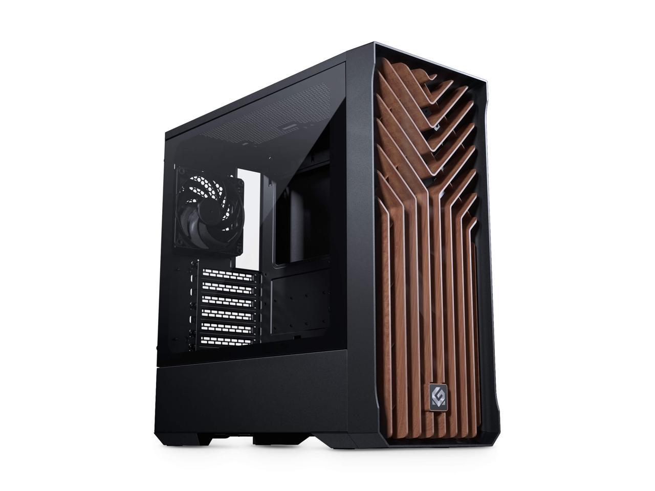 MagniumGear Neo Air 2 ATX Mid-tower, High Airflow wood texture front panel design, 4x 120 Black fans, Tempered Glass, Black 1