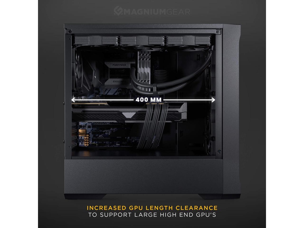 MagniumGear Neo Air 2 ATX Mid-tower, High Airflow wood texture front panel design, 4x 120 Black fans, Tempered Glass, Black 5