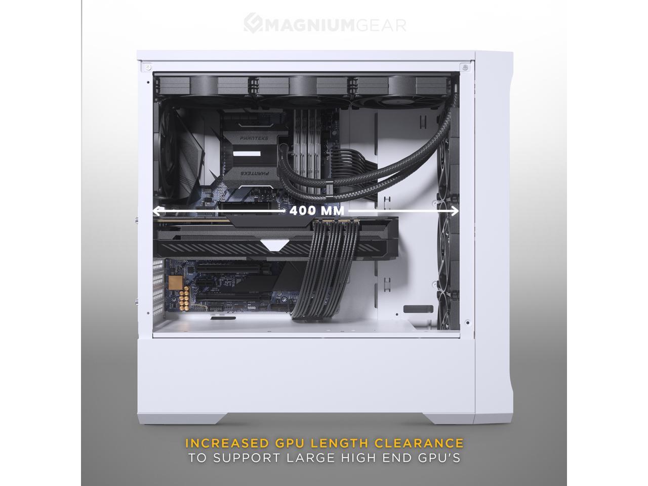 MagniumGear Neo Air 2 ATX Mid-tower, High Airflow wood texture front panel design, 4x 120 Black fans, Tempered Glass, White 5