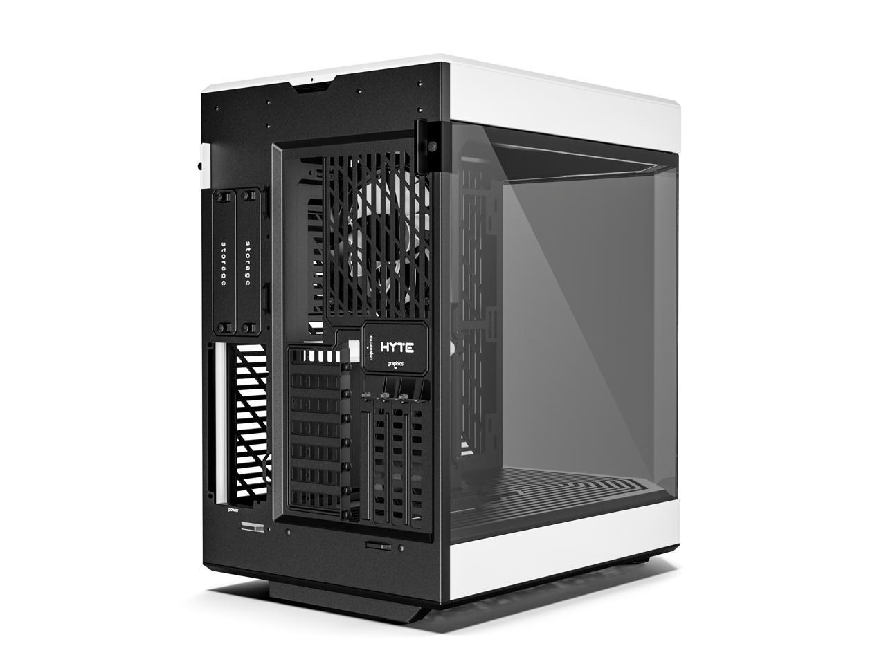 HYTE Y60 Modern Aesthetic Dual Chamber Panoramic Tempered Glass Mid-Tower ATX Computer Gaming Case with PCIe 4.0 Riser Cable Included, White 4