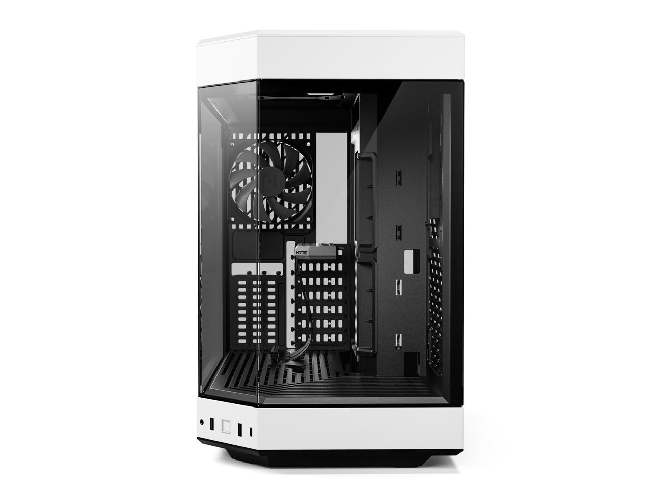 HYTE Y60 Modern Aesthetic Dual Chamber Panoramic Tempered Glass Mid-Tower ATX Computer Gaming Case with PCIe 4.0 Riser Cable Included, White 2