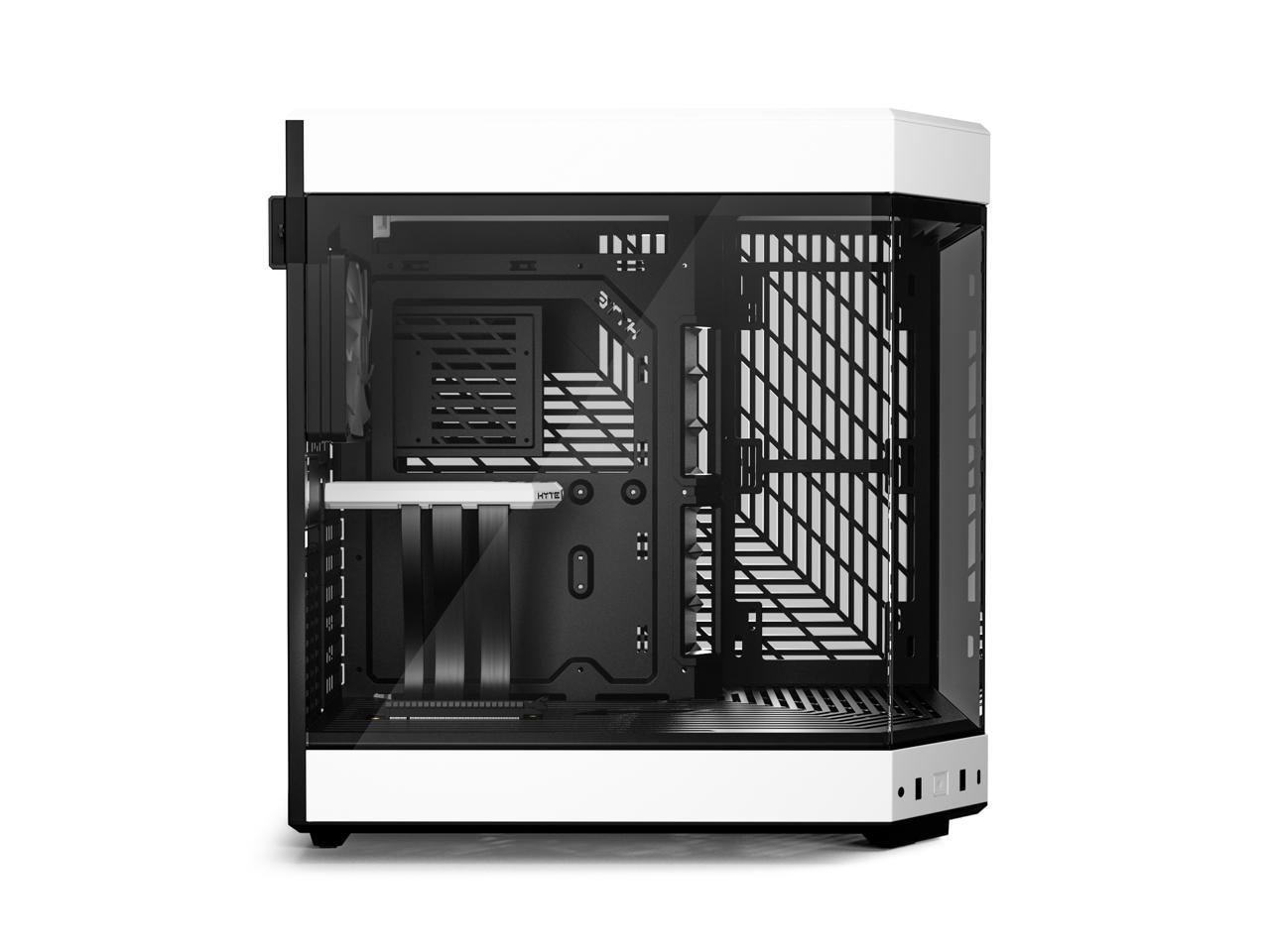 HYTE Y60 Modern Aesthetic Dual Chamber Panoramic Tempered Glass Mid-Tower ATX Computer Gaming Case with PCIe 4.0 Riser Cable Included, White 3