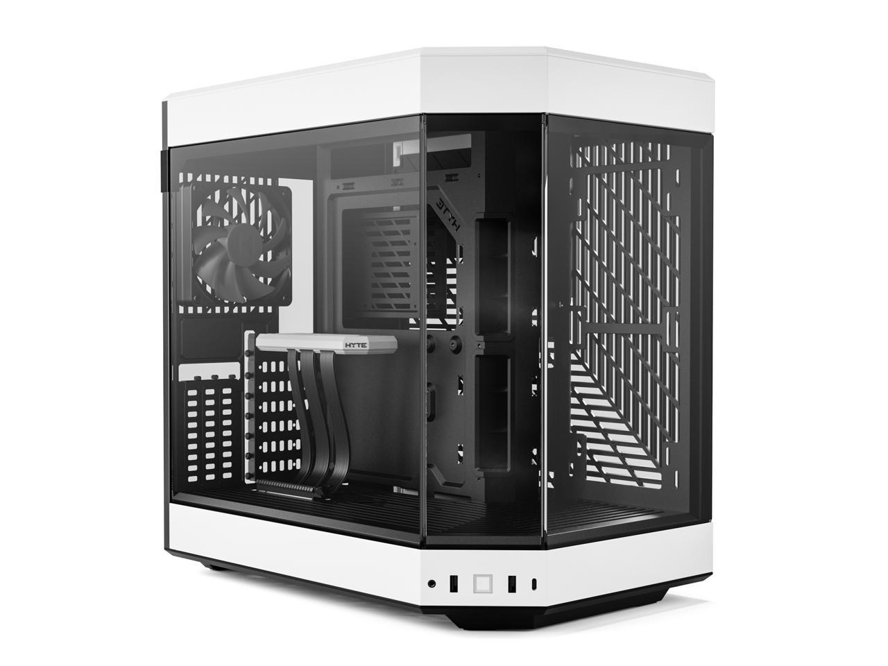 HYTE Y60 Modern Aesthetic Dual Chamber Panoramic Tempered Glass Mid-Tower ATX Computer Gaming Case with PCIe 4.0 Riser Cable Included, White 1