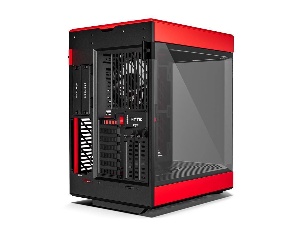 HYTE Y60 Modern Aesthetic Dual Chamber Panoramic Tempered Glass Mid-Tower ATX Computer Gaming Case with PCIe 4.0 Riser Cable Included, Red 2