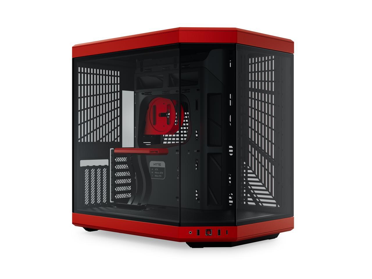 HYTE Y70 CS-HYTE-Y70-BR Dual Chamber Mid-Tower ATX Case with PCIe 4.0 Express Riser Cable Included, Red/Black 1