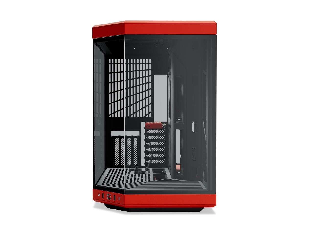 HYTE Y70 CS-HYTE-Y70-BR Dual Chamber Mid-Tower ATX Case with PCIe 4.0 Express Riser Cable Included, Red/Black 2