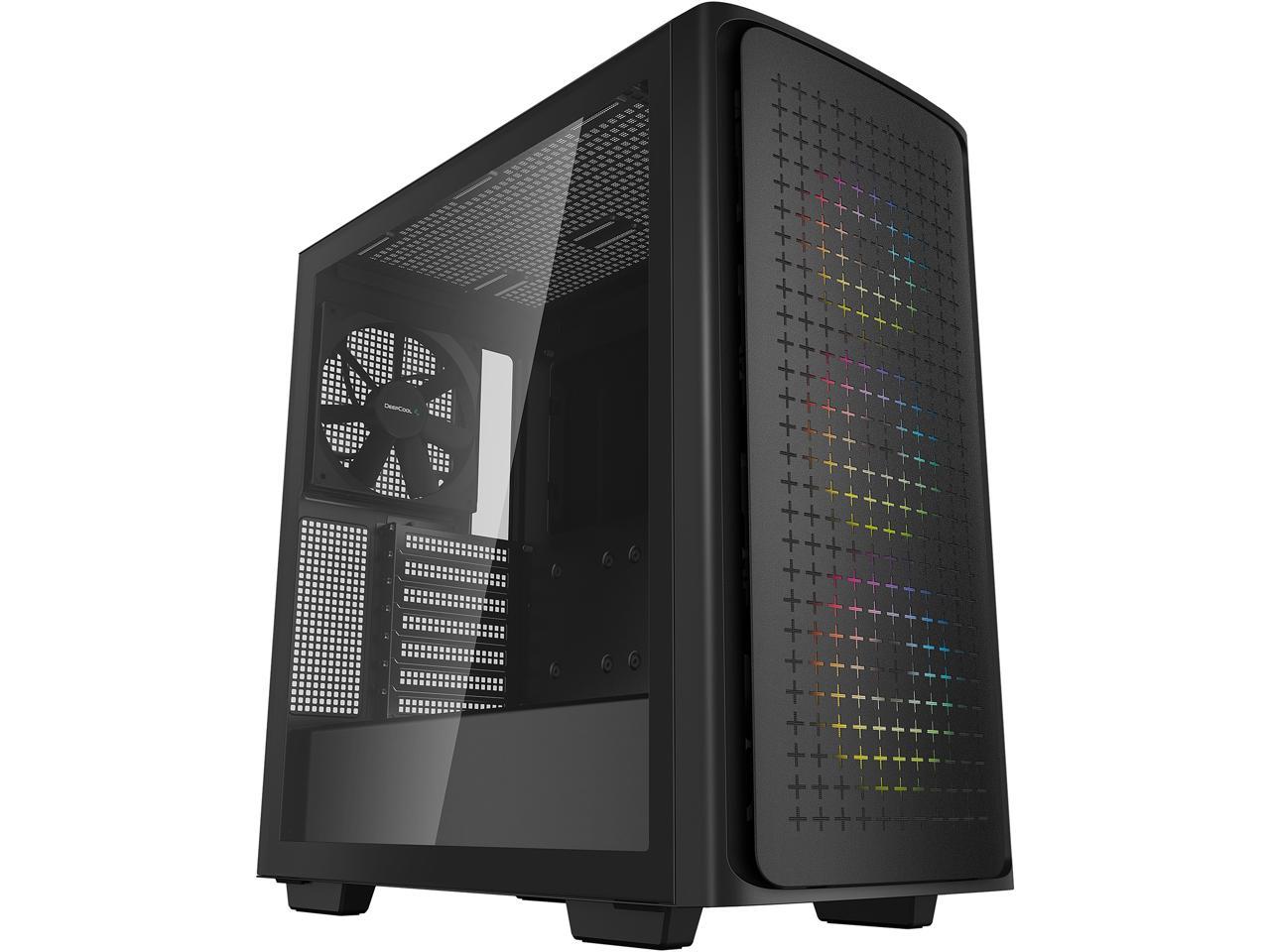 DeepCool CK560 Mid-Tower ATX Case, Airflow Front Panel, Full-Size Tempered Glass Window, 3x 120mm ARGB Fans, 1x 140mm Fan, E-ATX Motherboard Support, Front I/O USB Type-C, Black 1