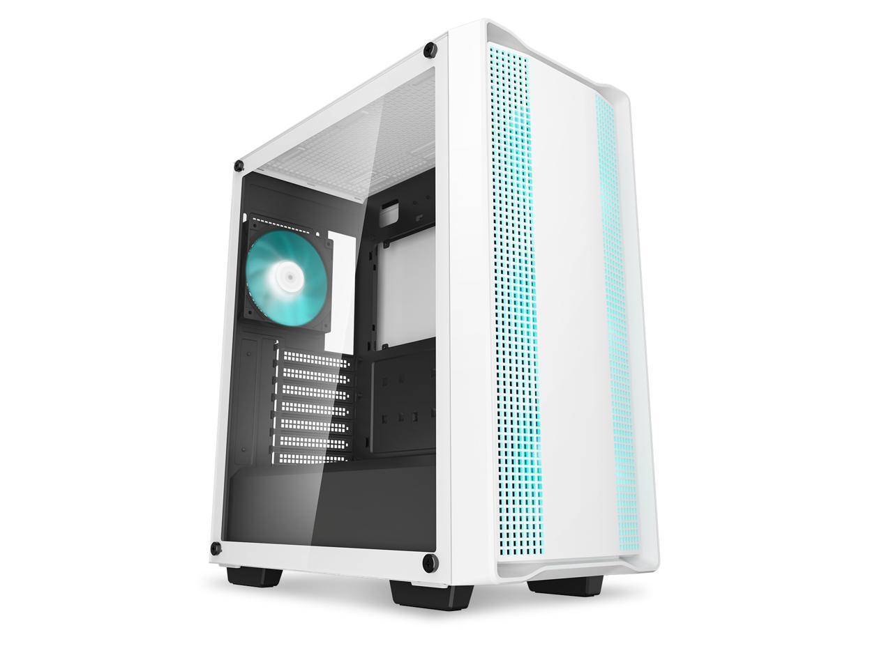 DeepCool CC560 WH V2 Mid-Tower ATX PC Case, 4x Pre-Installed 120mm LED Fans, Tempered Glass Side Panel, White 1