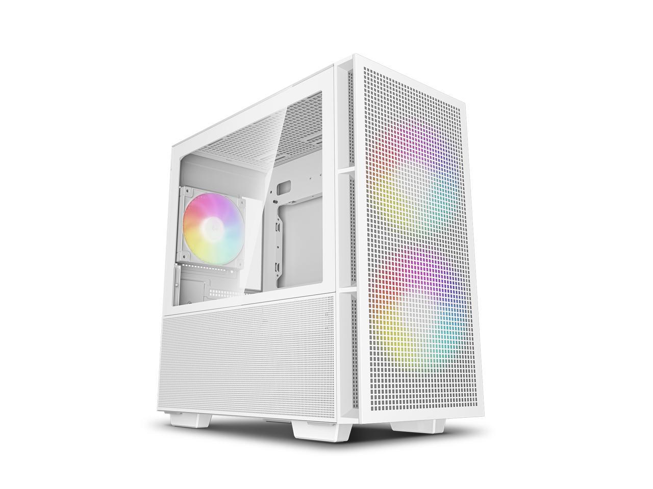 DeepCool CH360 WH mATX Airflow case, 2x Pre-Installed 140mm ARGB Fans, 120mm ARGB rear fan, Hybrid Mesh/Tempered Glass Side Panel, Magnetic Mesh Filter, Type-C, USB 3.0, White 1