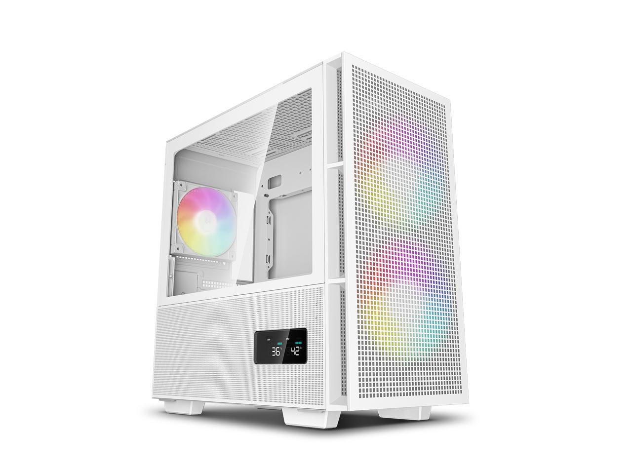 DeepCool CH360 DIGITAL WH mATX Airflow case, Dual Status Display, 2x Pre-Installed 140mm ARGB Fans, 120mm ARGB rear fan, Hybrid Mesh/Tempered Glass Side Panel, Magnetic Mesh Filter, Type-C, White 1