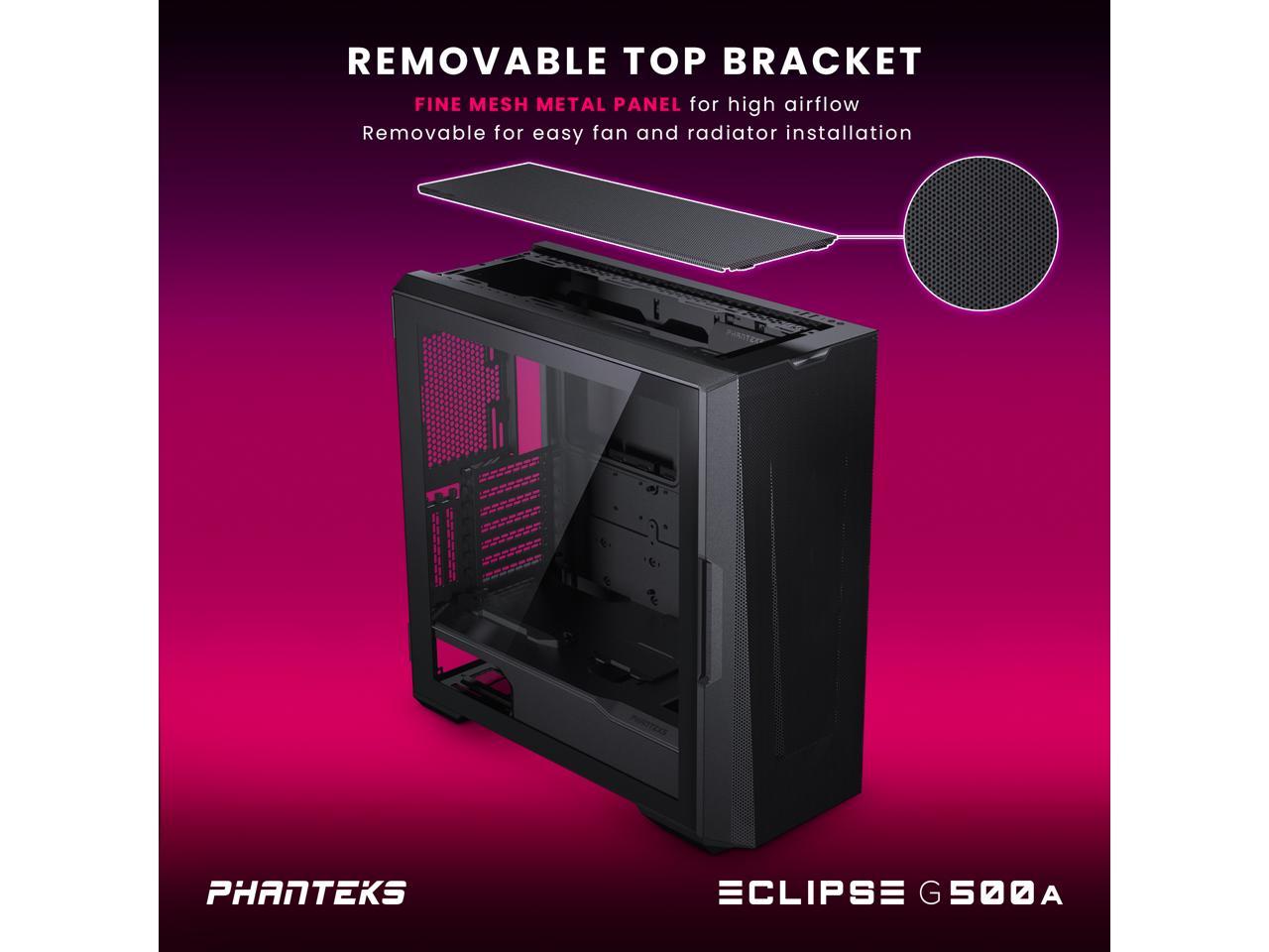 Phanteks Eclipse G500A D-RGB Fanless Edition, High Performance Mid-Tower Case, Mesh Front Panel, Integrated D/A-RGB Lighting, Tempered Glass Window, Black 4