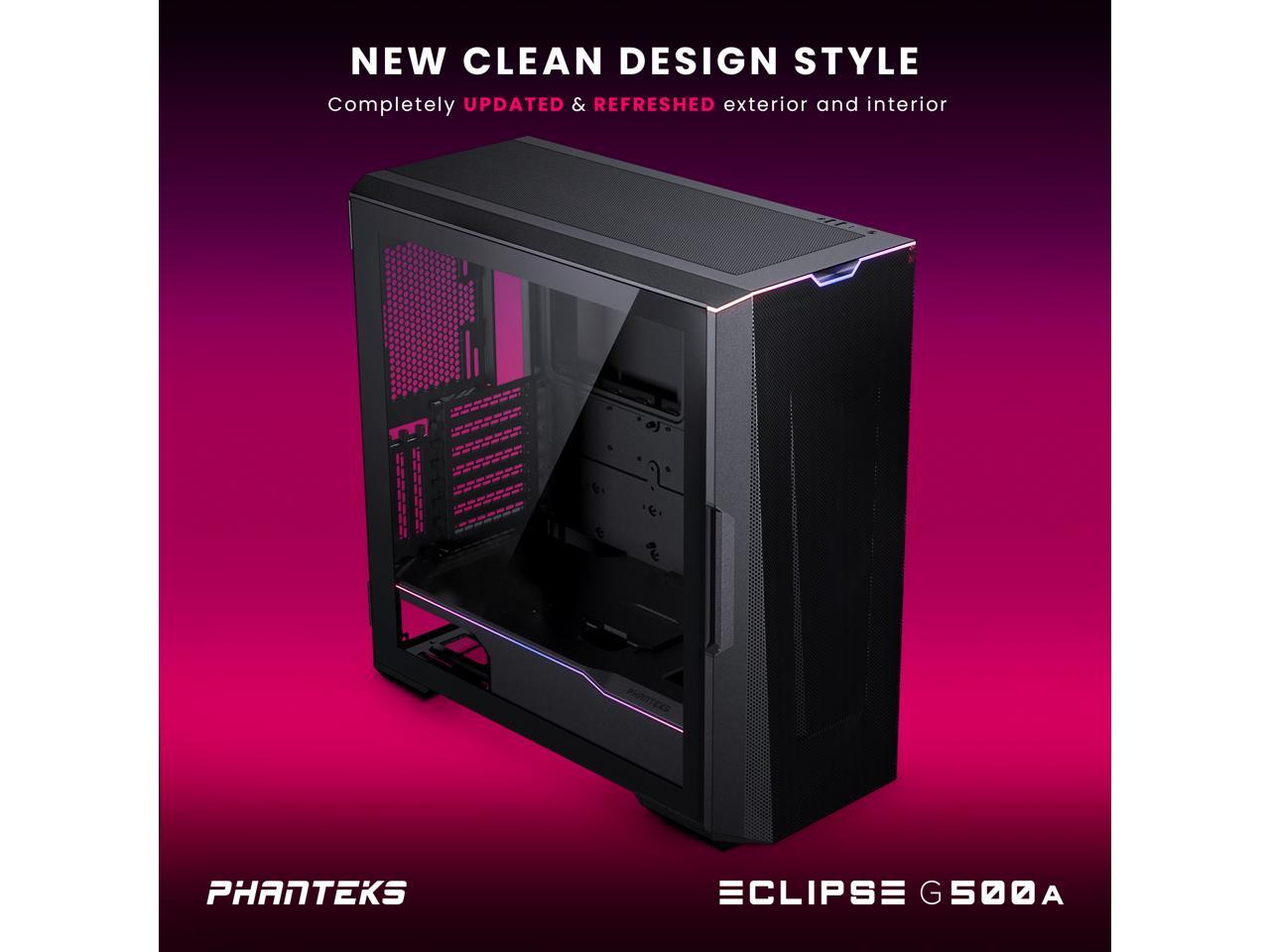 Phanteks Eclipse G500A D-RGB Fanless Edition, High Performance Mid-Tower Case, Mesh Front Panel, Integrated D/A-RGB Lighting, Tempered Glass Window, Black 5