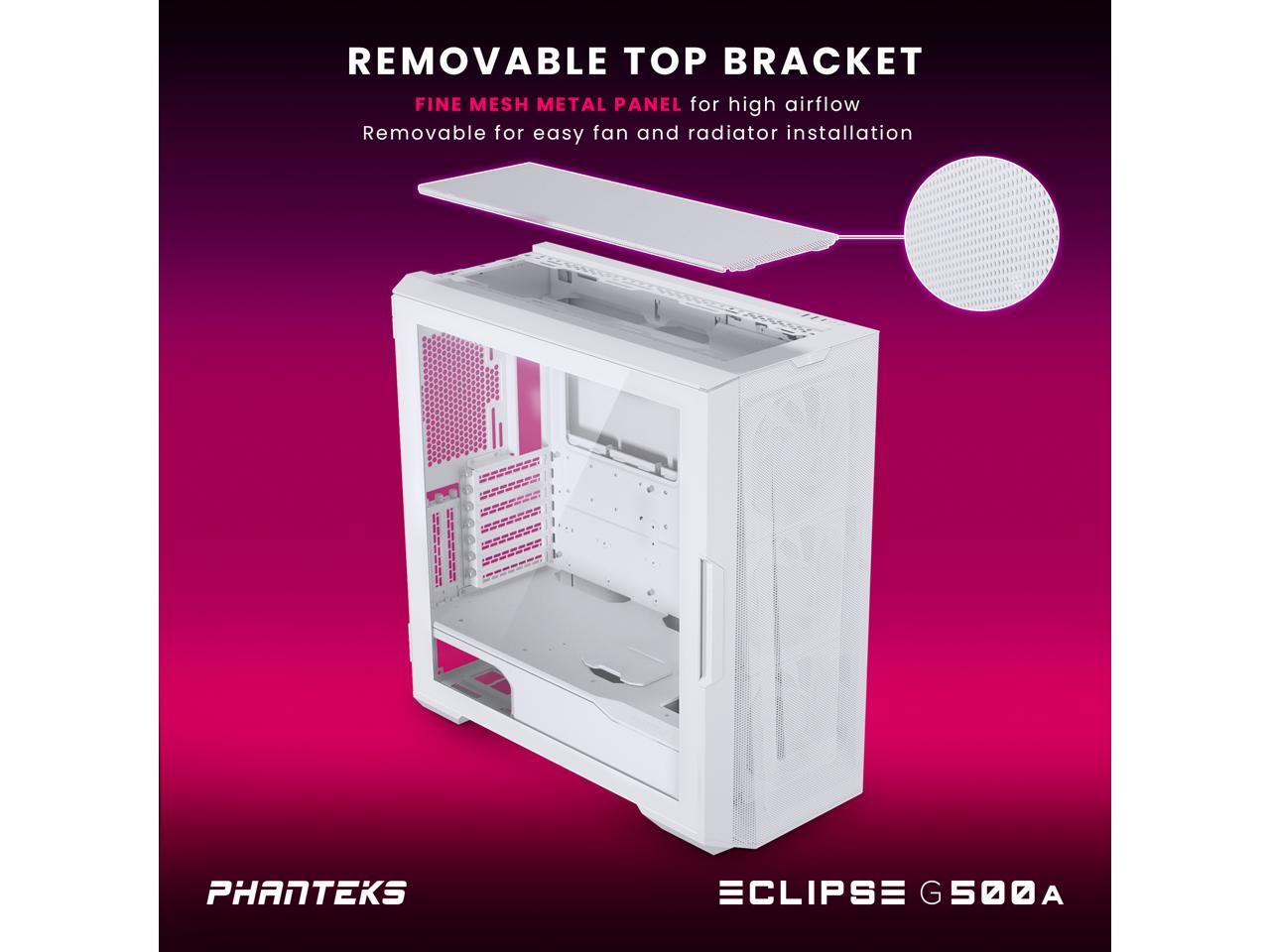 Phanteks Eclipse G500A DRGB, High Performance Mid-Tower Case, Mesh Front Panel, Integrated D/A-RGB Lighting, Tempered Glass Window, 3x M25-140 D-RGB Fans, Matte White 4