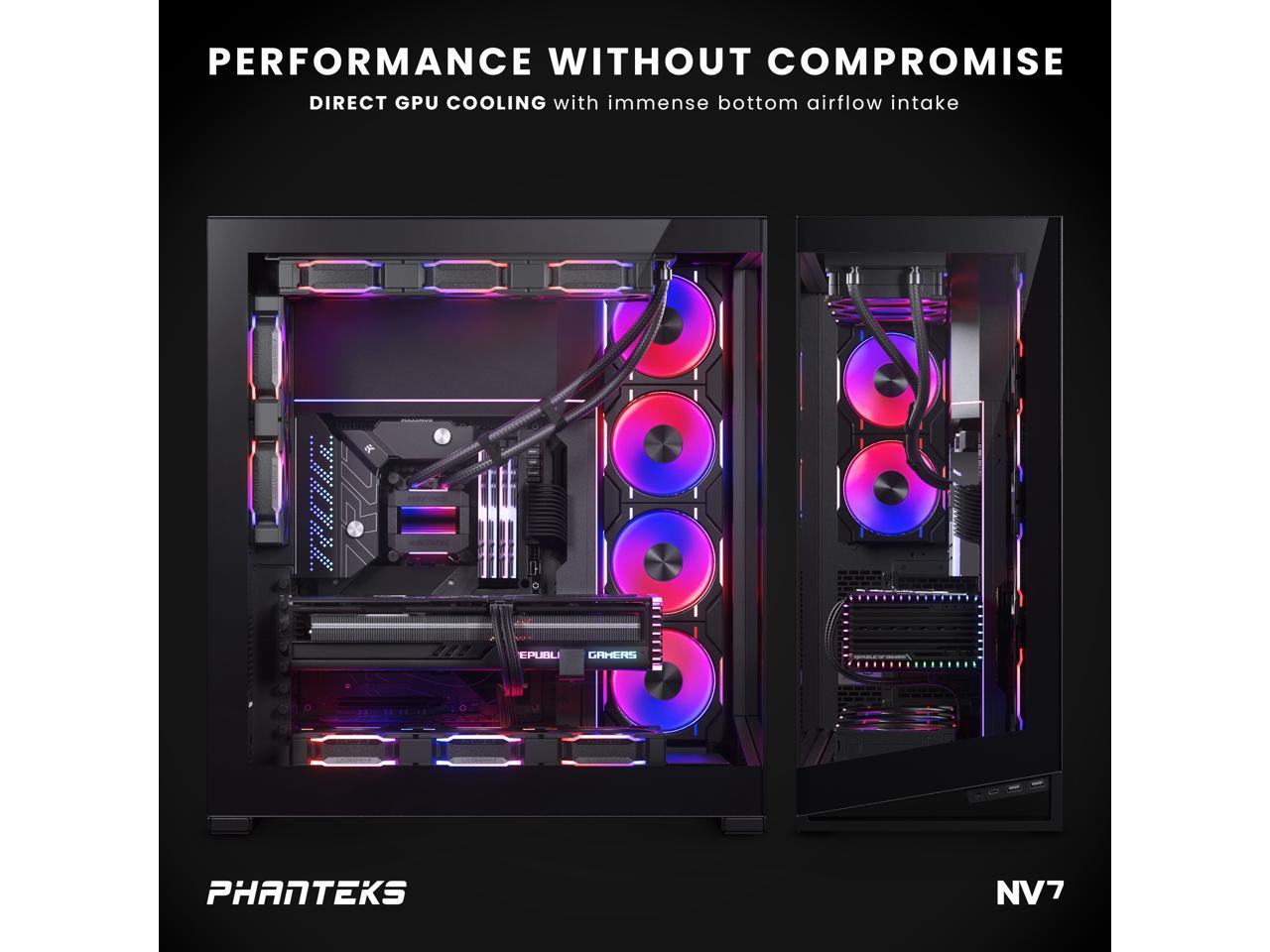 Phanteks NV7, Showcase Full-Tower Chassis, High Airflow Performance, Integrated D/A-RGB Lighting, Seamless Tempered Glass Design, 12 Fan Positions, Black 3