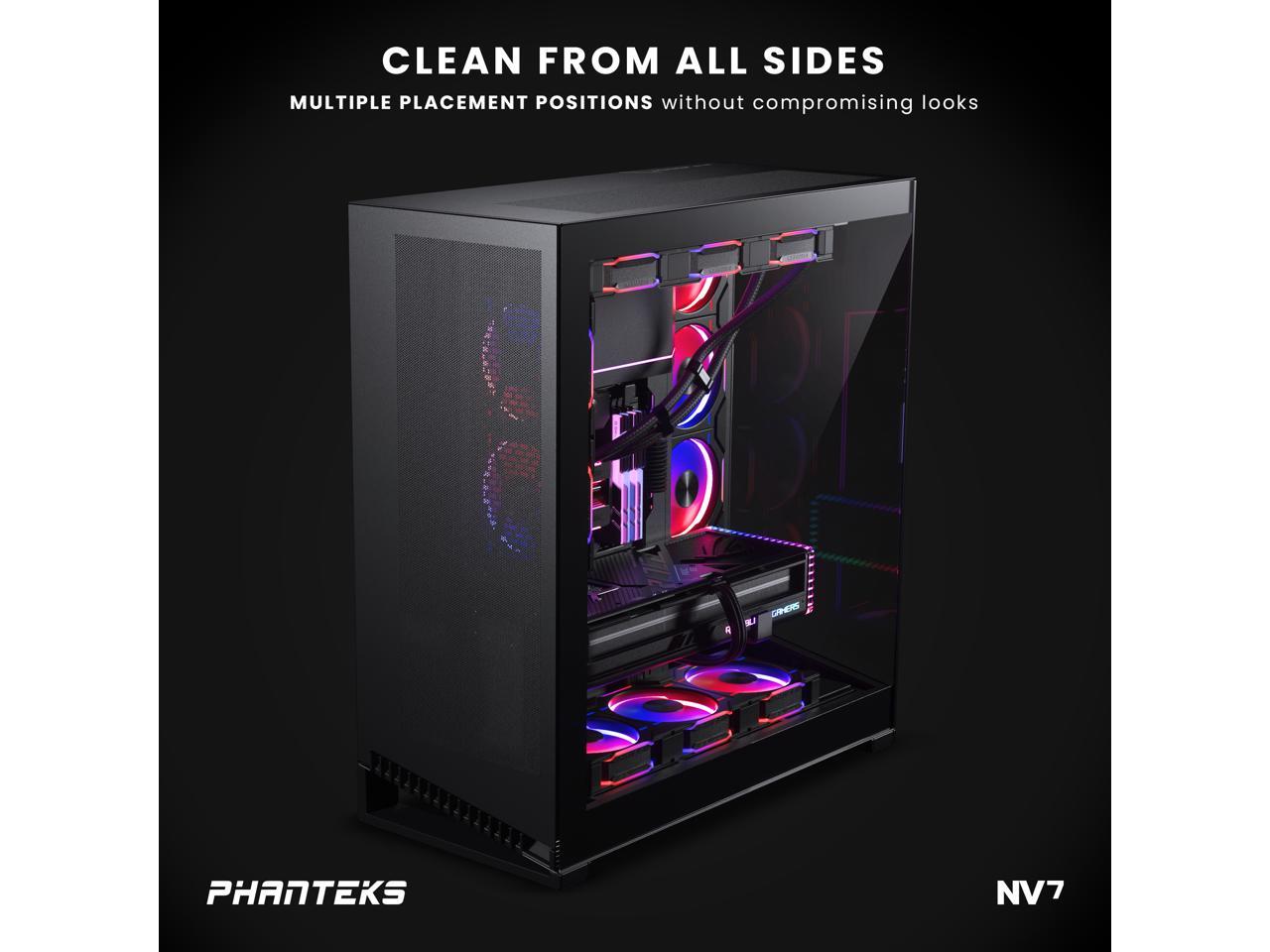 Phanteks NV7, Showcase Full-Tower Chassis, High Airflow Performance, Integrated D/A-RGB Lighting, Seamless Tempered Glass Design, 12 Fan Positions, Black 4