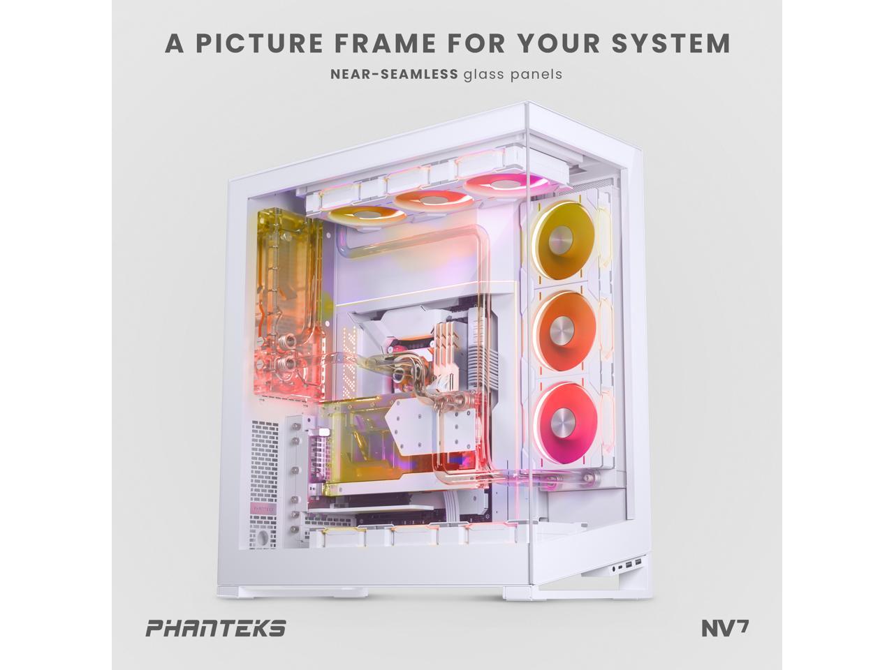 Phanteks NV7, Showcase Full-Tower Chassis, High Airflow Performance, Integrated D/A-RGB Lighting, Seamless Tempered Glass Design, 12 Fan Positions, Matte White 2