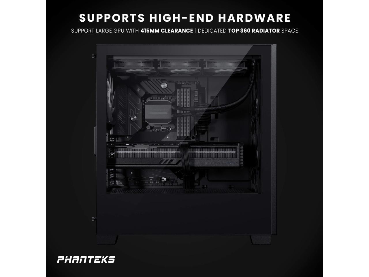 Phanteks XT Pro, Mid-Tower Gaming Chassis, High Airflow Performance Mesh, Tempered Glass Window, 1x M25-120 Black fan included,  Black 3