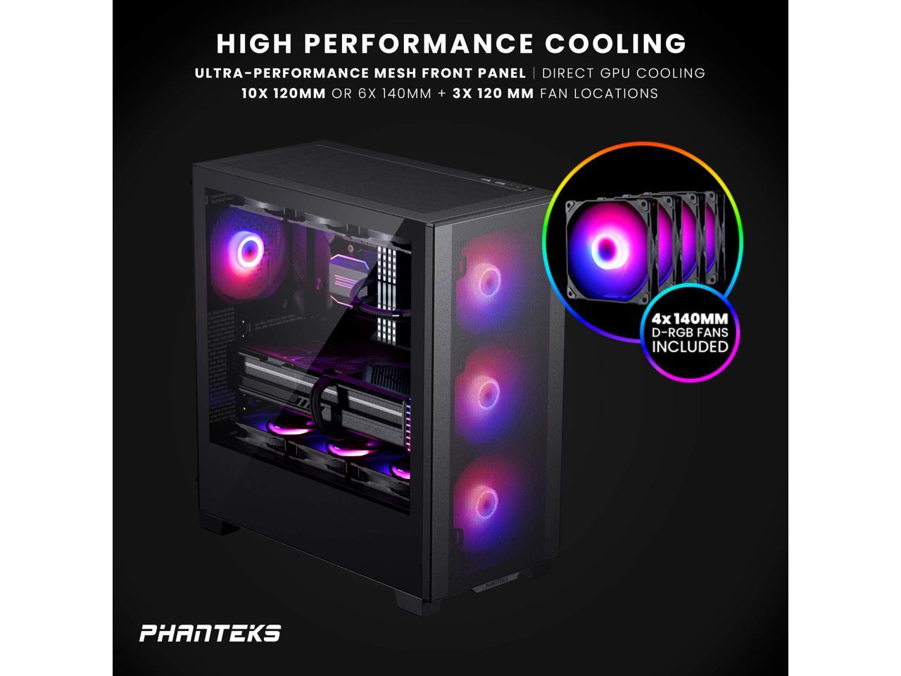 Phanteks XT Pro Ultra, Mid-Tower Gaming Chassis, 4x M25-140 Fans Included, High Airflow Performance Mesh, Tempered Glass Window, USB-C 3.2 Gen2, Black 3