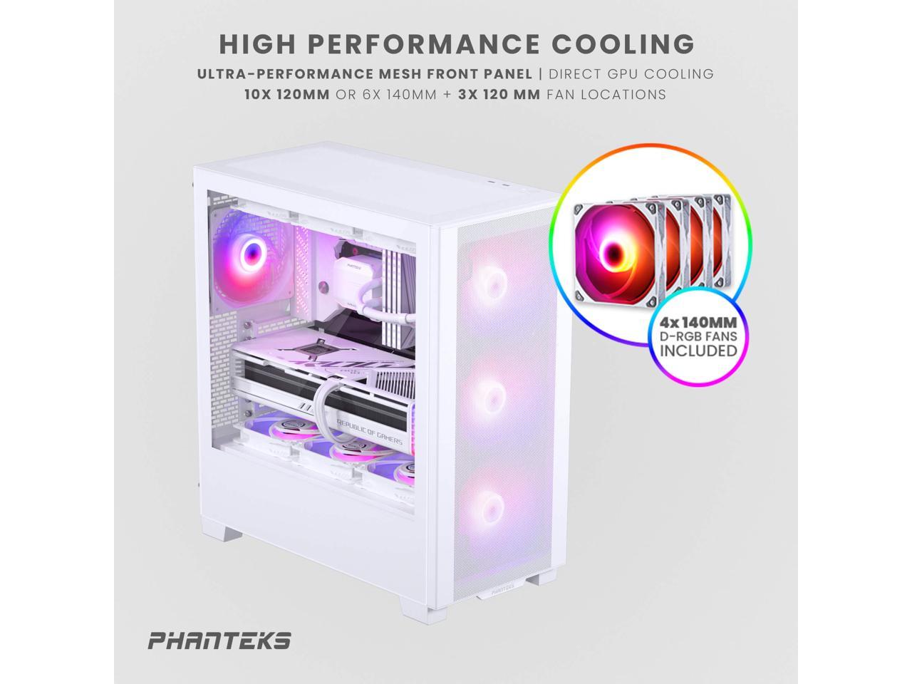 Phanteks XT Pro Ultra, Mid-Tower Gaming Chassis, 4x M25-140 DRGB Fans Included, High Airflow Performance Mesh, Tempered Glass Window, USB-C 3.2 Gen2, White 2