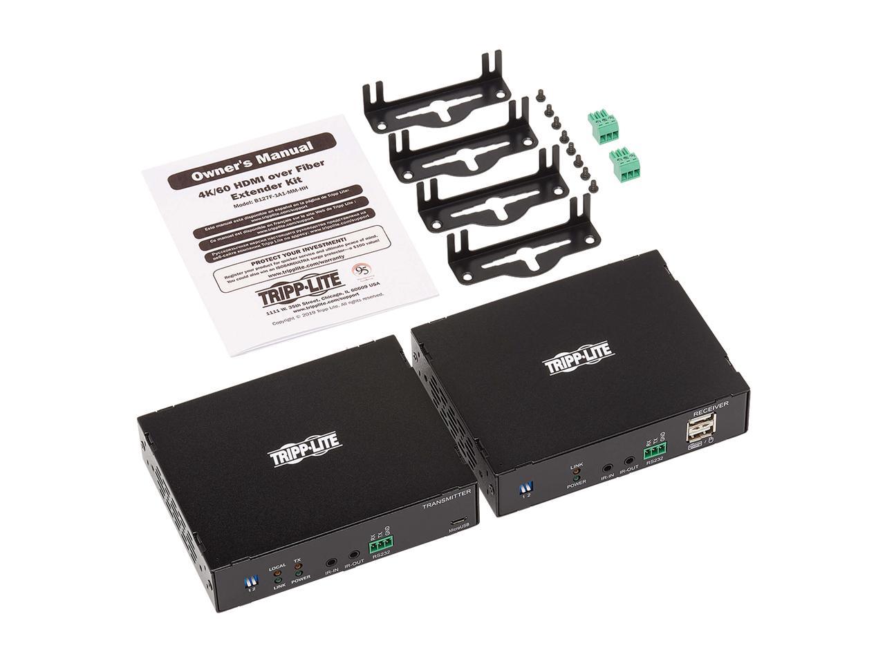 Tripp Lite B127F-1A1-MM-HH HDMI over Fiber Extender Kit - 4K @ 60 Hz, RS-232, IR, USB, Duplex Multimode LC, 985 ft., TAA 5