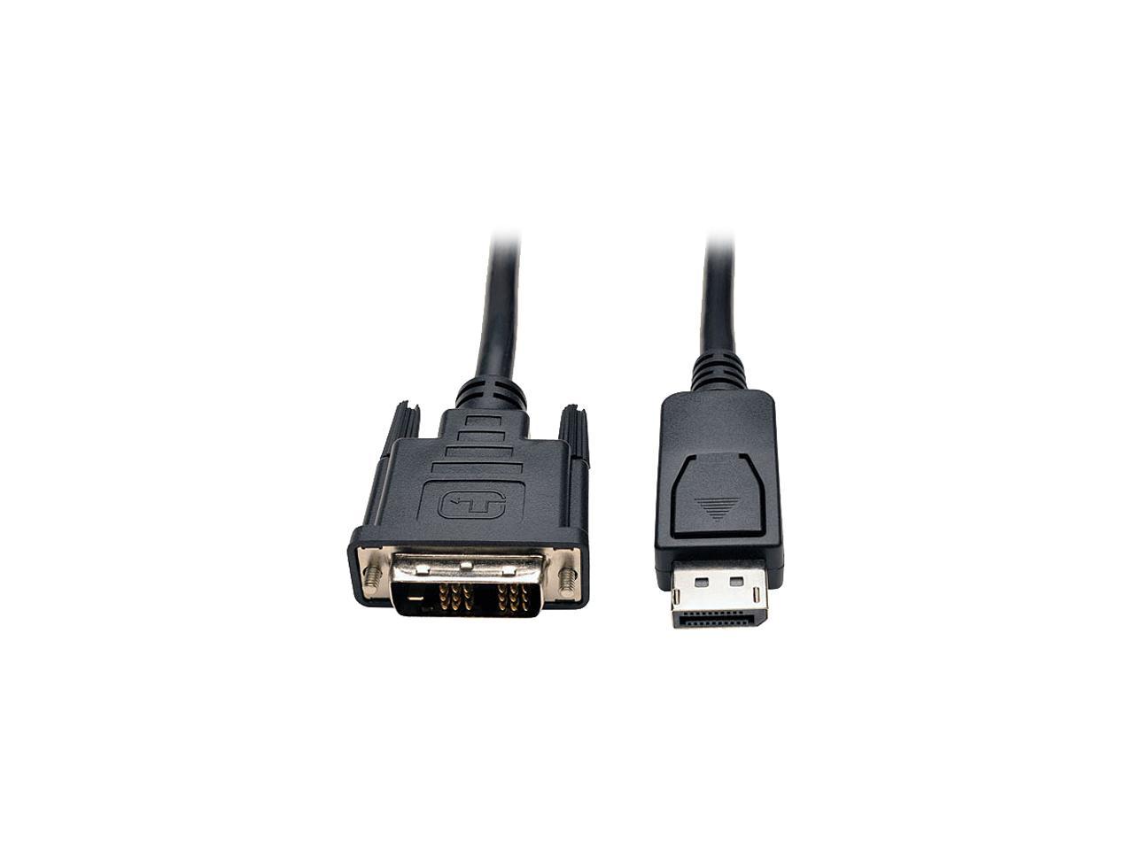 Tripp Lite P581-006 6 ft. Black Side A - Connector: 1 x DISPLAYPORT (MALE) 
Side B - Connector: 1 x DVI-D SINGLE LINK (MALE) DisplayPort to DVI Cable, Displayport with Latches to DVI-D Single Link Adapte Male to Male 1