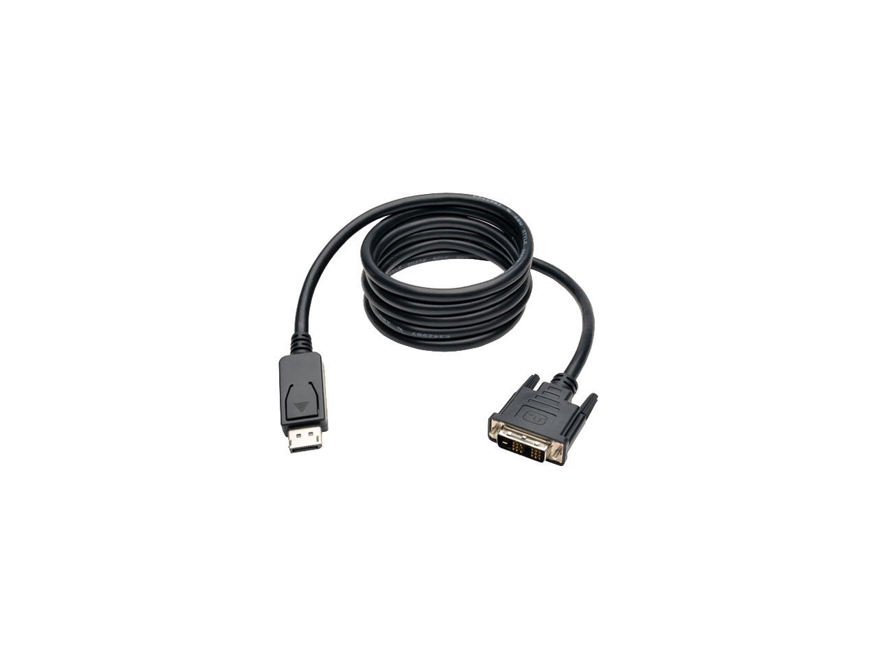 Tripp Lite P581-006 6 ft. Black Side A - Connector: 1 x DISPLAYPORT (MALE) 
Side B - Connector: 1 x DVI-D SINGLE LINK (MALE) DisplayPort to DVI Cable, Displayport with Latches to DVI-D Single Link Adapte Male to Male 2