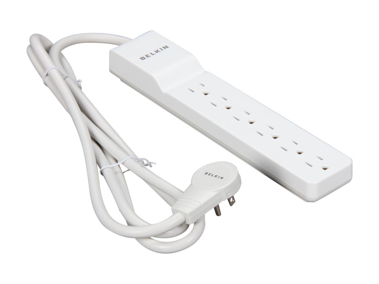 BELKIN BE106001-06R 6 ft 6 Outlets 720 J Home/Office SlimLine Surge Suppressor 1