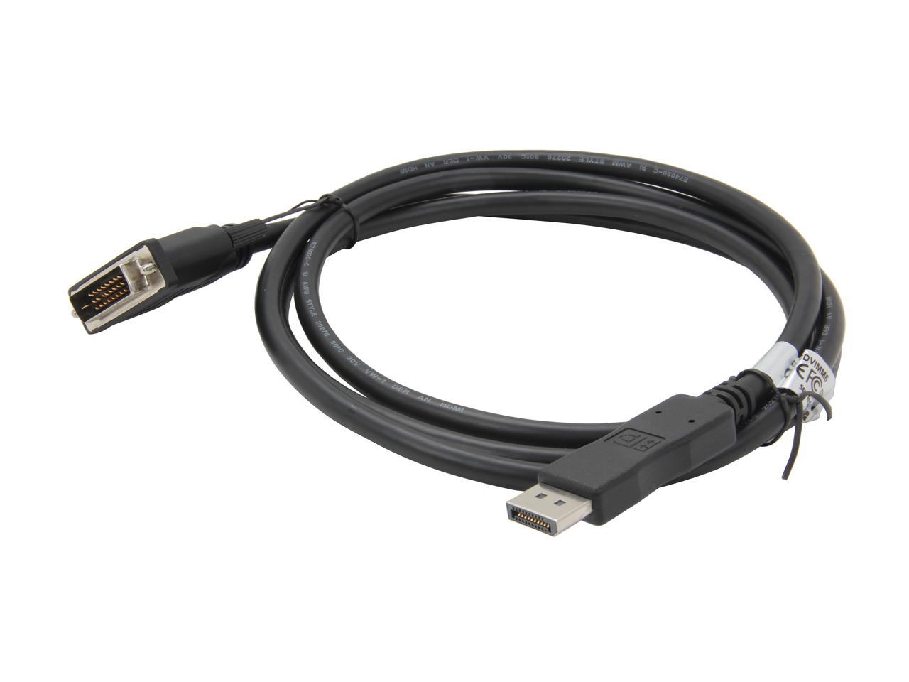 StarTech.com DP2DVIMM6 6 ft. Black Connector A: 1 - DisplayPort (20 pin) Male

Connector B: 1 - DVI-D (25 pin) Male Video Converter Cable Male to Male 2