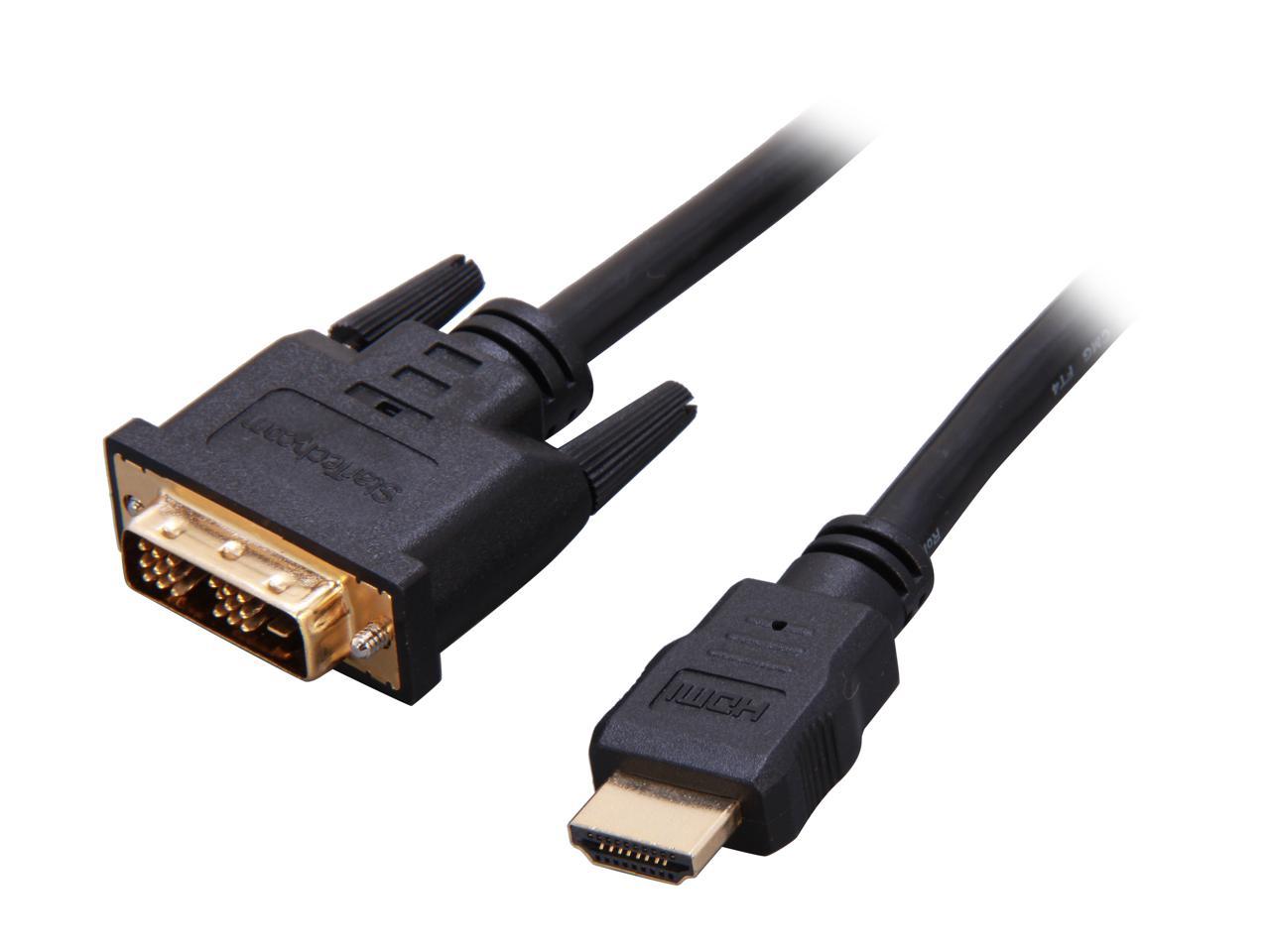 StarTech HDMIDVIMM15 15 ft. Black Connector A: 1 - 19 pin HDMI Male Connector B: 1 - 19 pin DVI-D (Single Link) Male HDMI to DVI Digital Video Monitor Cable Male to Male 1