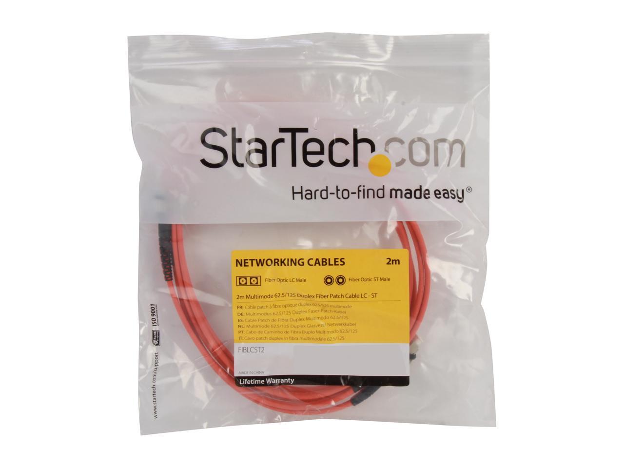 StarTech.com FIBLCST2 6.4 ft. Multimode 62.5/125 Duplex Fiber Patch Cable LC - ST 3