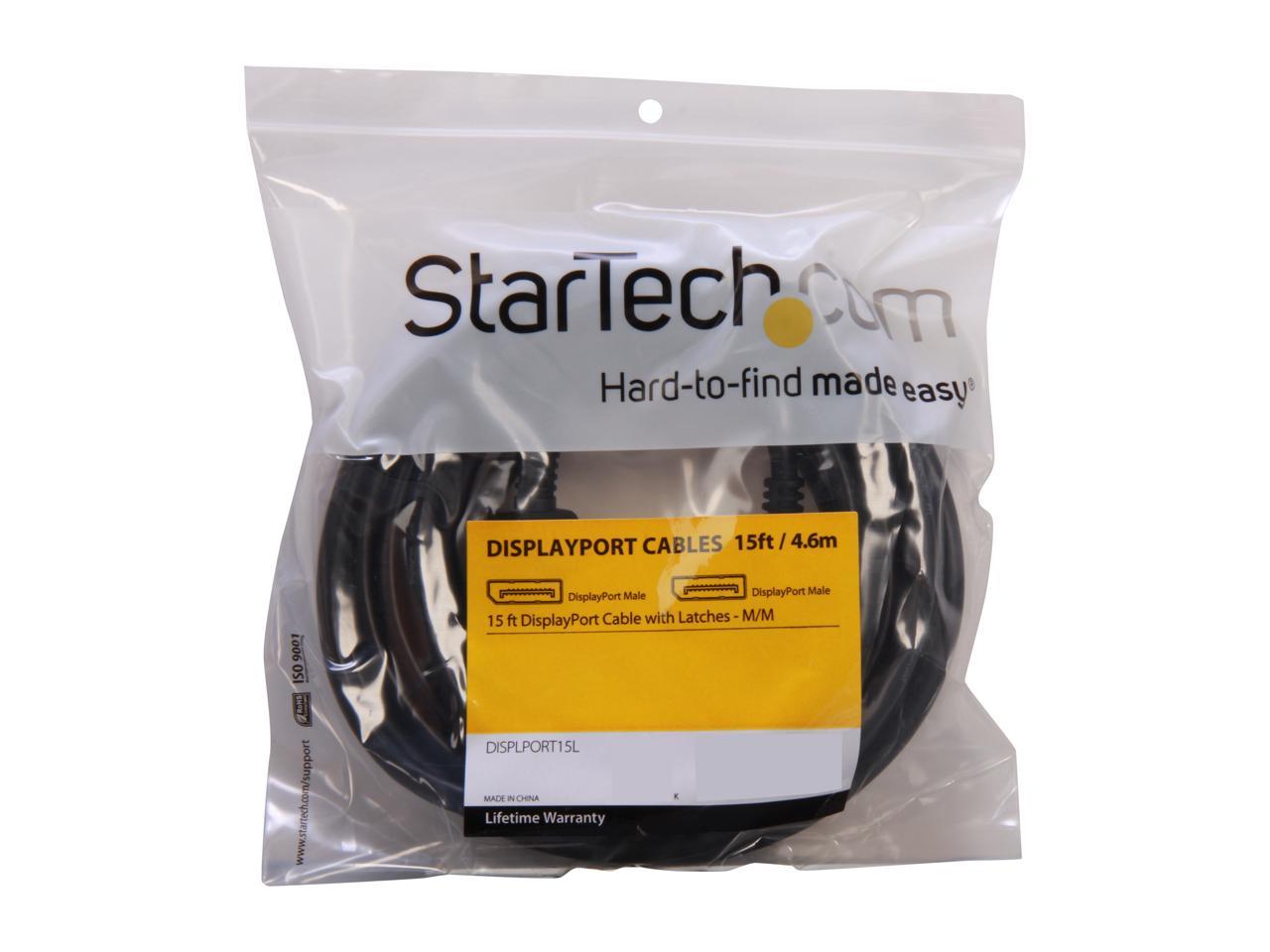 StarTech.com DISPLPORT15L DisplayPort Cable - 15 ft. - with Latches - 4K DisplayPort to DisplayPort Cable - DP Cable - DisplayPort 1.2 Cable 3