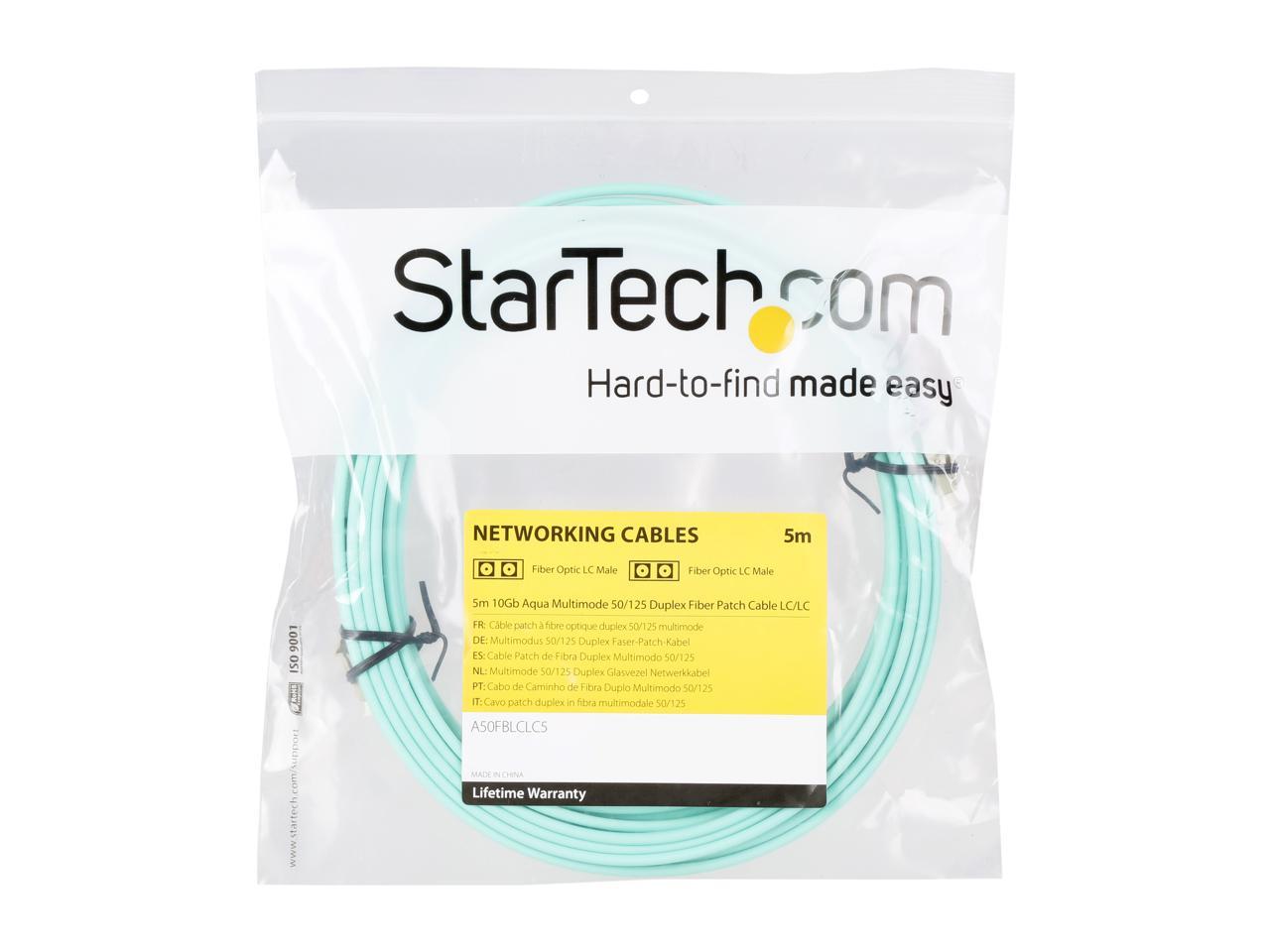 StarTech.com A50FBLCLC5 16.4 ft. Fiber Optic Cable - 10 Gb Aqua - Multimode Duplex 50/125 - LSZH - LC/LC 3