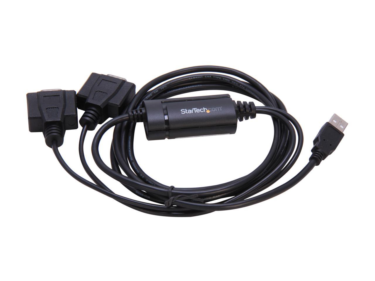 StarTech.com Model ICUSB2322F 6 ft. 2 Port FTDI USB to Serial RS232 Adapter Cable with COM Retention Male to Male 3