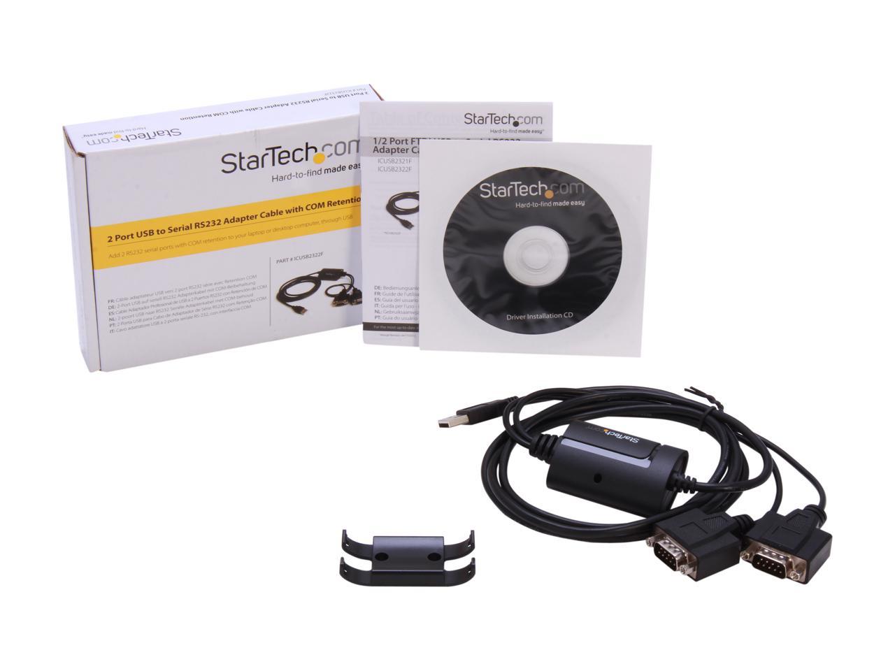 StarTech.com Model ICUSB2322F 6 ft. 2 Port FTDI USB to Serial RS232 Adapter Cable with COM Retention Male to Male 4