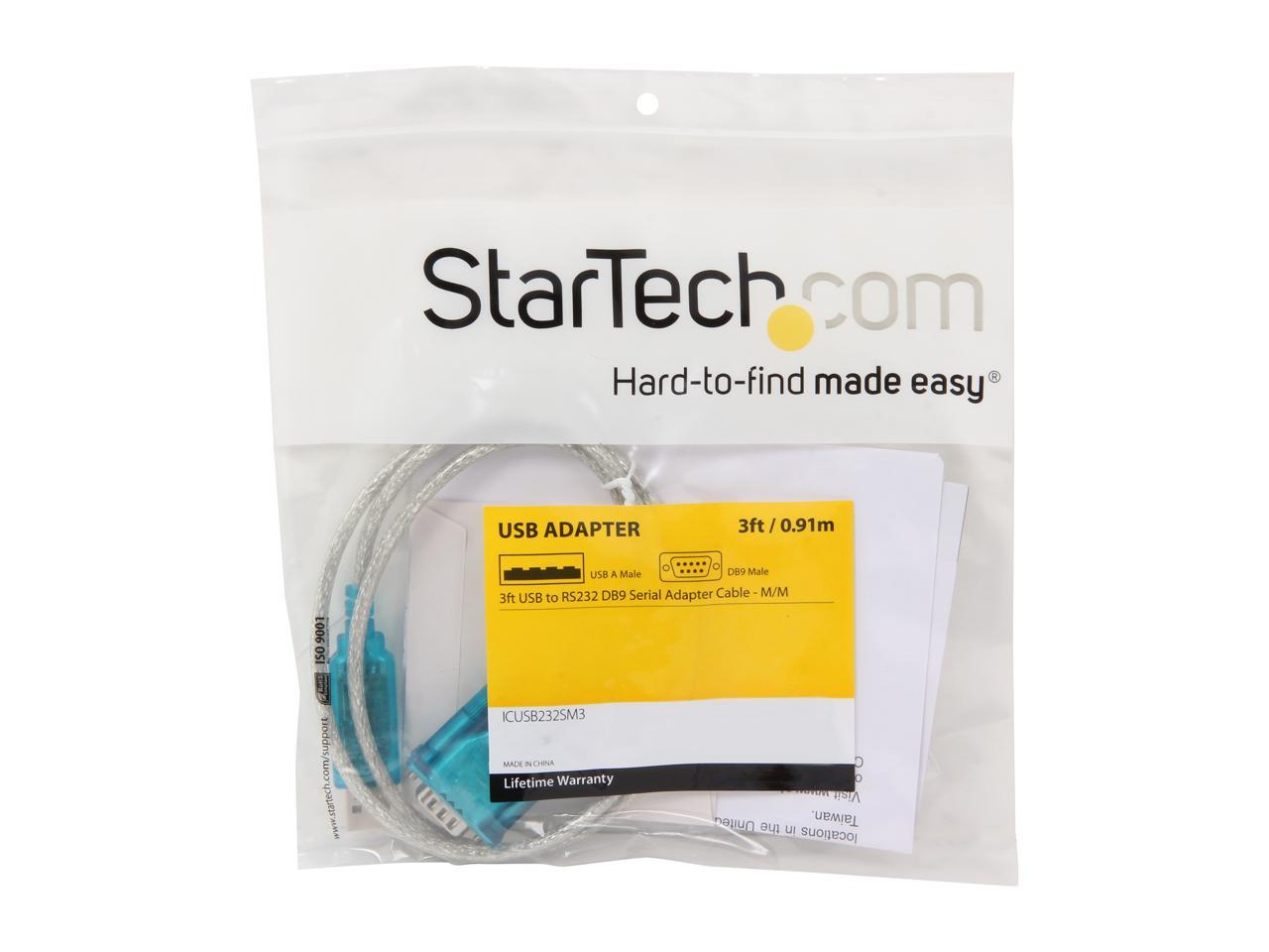 StarTech.com Model ICUSB232SM3 3 ft. USB to RS232 DB9 Serial Adapter Cable Male to Male 4