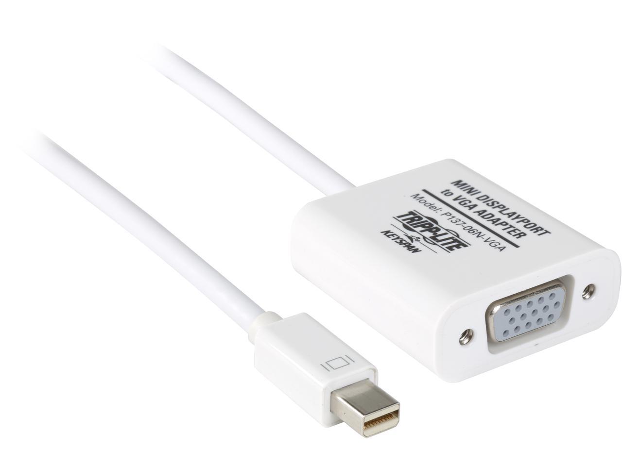 Tripp Lite 6in Mini DisplayPort to VGA Adapter Active Converter mDP to VGA M/F 6" - Video Converter for Mac/PC, MDP2VGA 1920x1200 1080p (M/F) 6-in." 1