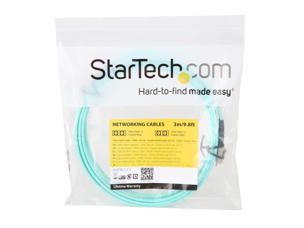 STEREN 450FBLCLC3 9.8ft Aqua OM4 Duplex Multimode Fiber Optic Cable - 100 Gb - 50/125 - LSZH - LC/LC Male to Male 3