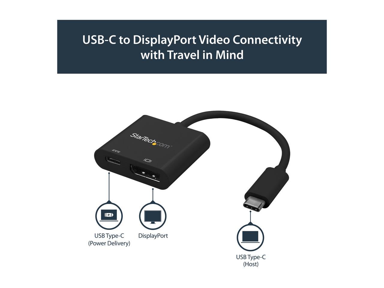 StarTech CDP2DPUCP USB C to DisplayPort Adapter - with Power Delivery (USB PD) - Power Pass Through Charging - 4K 60Hz - USB-C to DisplayPort 4