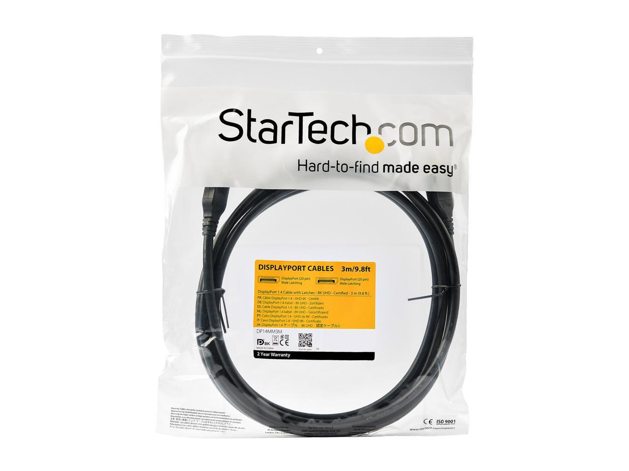 StarTech.com DP14MM3M DisplayPort 1.4 Cable - 9.8 ft / 3m - VESA Certified - 8K@60Hz - HBR3 - HDR - DP to DP Monitor Cable - 8K DisplayPort Cable 4