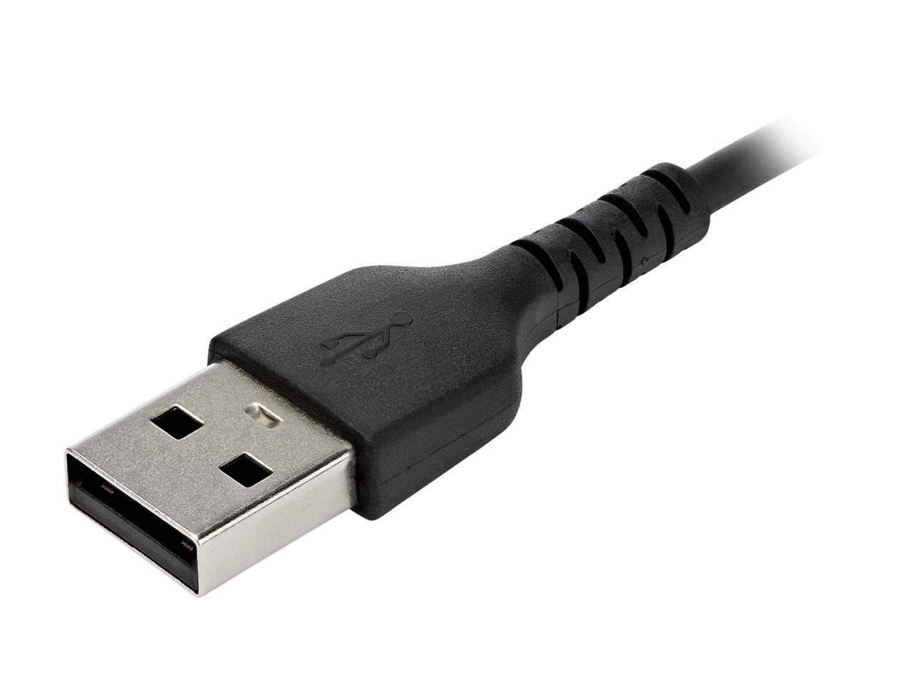 StarTech.com RUSB2AC2MB 2m (6.56 ft.) USB A to USB C Cable - High Quality USB 2.0 Data Transfer & Charge Cable - Male to Male - Aramid Fiber - Black (RUSB2AC2MB) 3