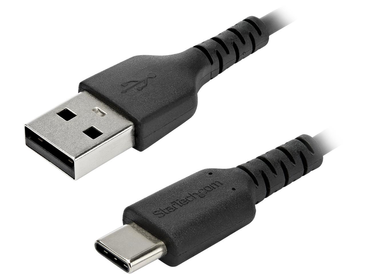 StarTech.com RUSB2AC2MB 2m (6.56 ft.) USB A to USB C Cable - High Quality USB 2.0 Data Transfer & Charge Cable - Male to Male - Aramid Fiber - Black (RUSB2AC2MB) 1