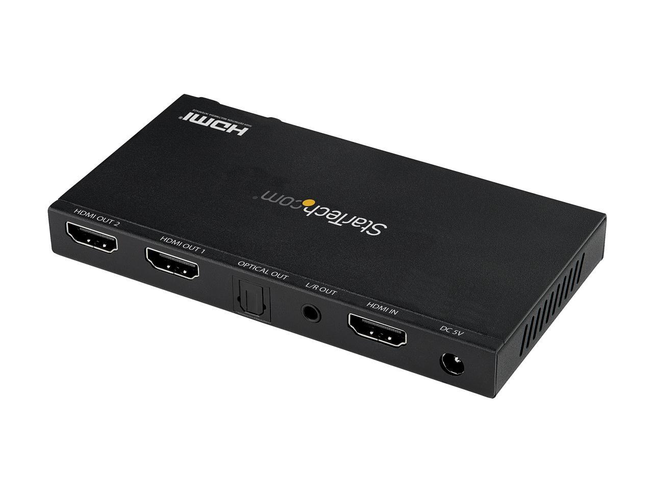 StarTech.com ST122HD20S 2 Port HDMI Splitter - 4K 60Hz with Built-In Scaler - HDCP 2.2 - EDID Emulation - 7.1 Surround Sound (ST122HD20S) 2