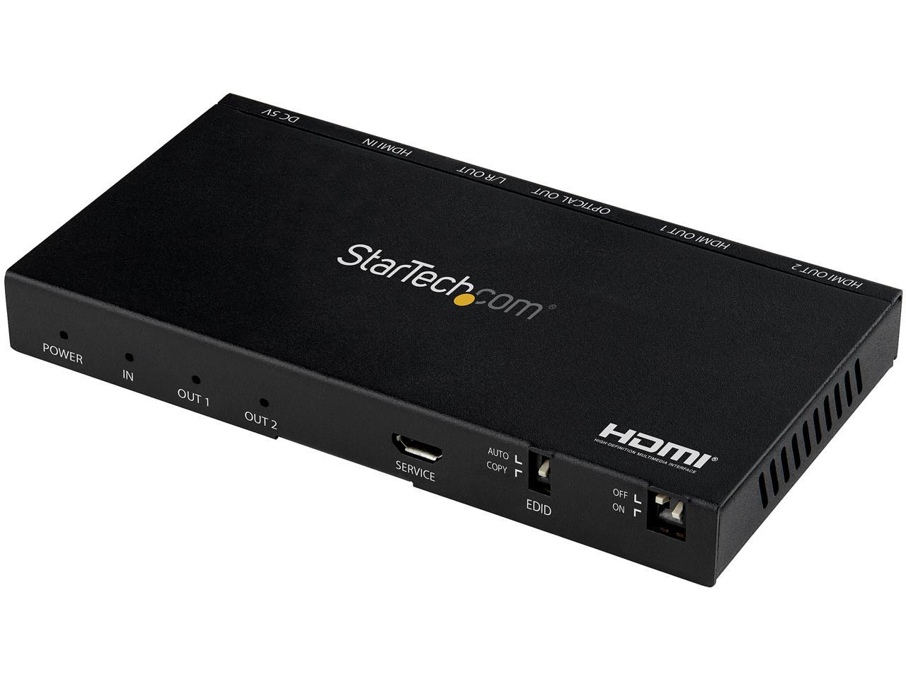 StarTech.com ST122HD20S 2 Port HDMI Splitter - 4K 60Hz with Built-In Scaler - HDCP 2.2 - EDID Emulation - 7.1 Surround Sound (ST122HD20S) 1